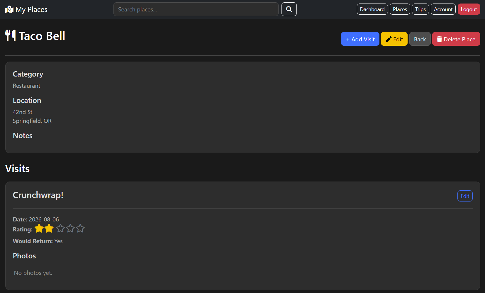 MyPlaces screenshot 3